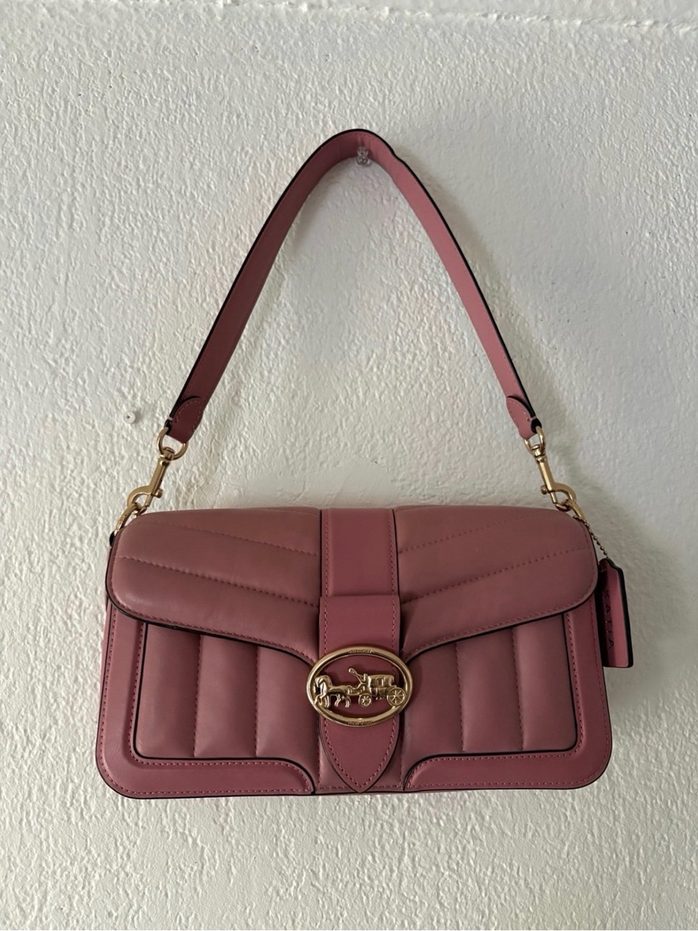 Coach Quilted Shoulder Bag in Dusty Rose Pink